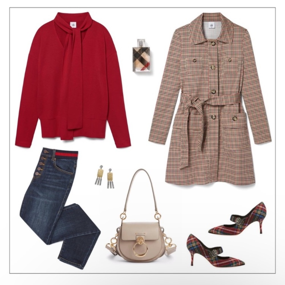 CABI Houndstooth Sherlock Trench Coat - Medium - Picture 4 of 9